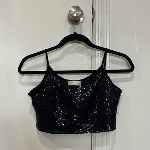 Black Sequin Tank Top